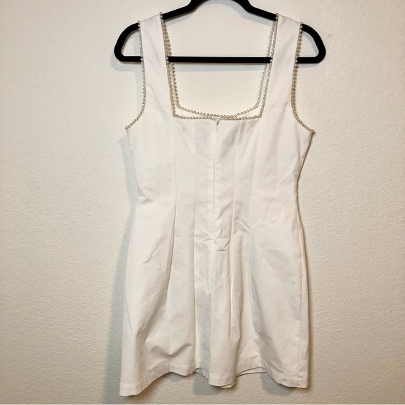 NWOT Pure Hearted White Pearl Square Neck Sleeveless Mini Dress Size M - Picture 7 of 12